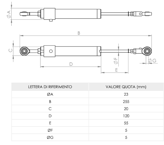 Trasduttore PZ Dimensioni